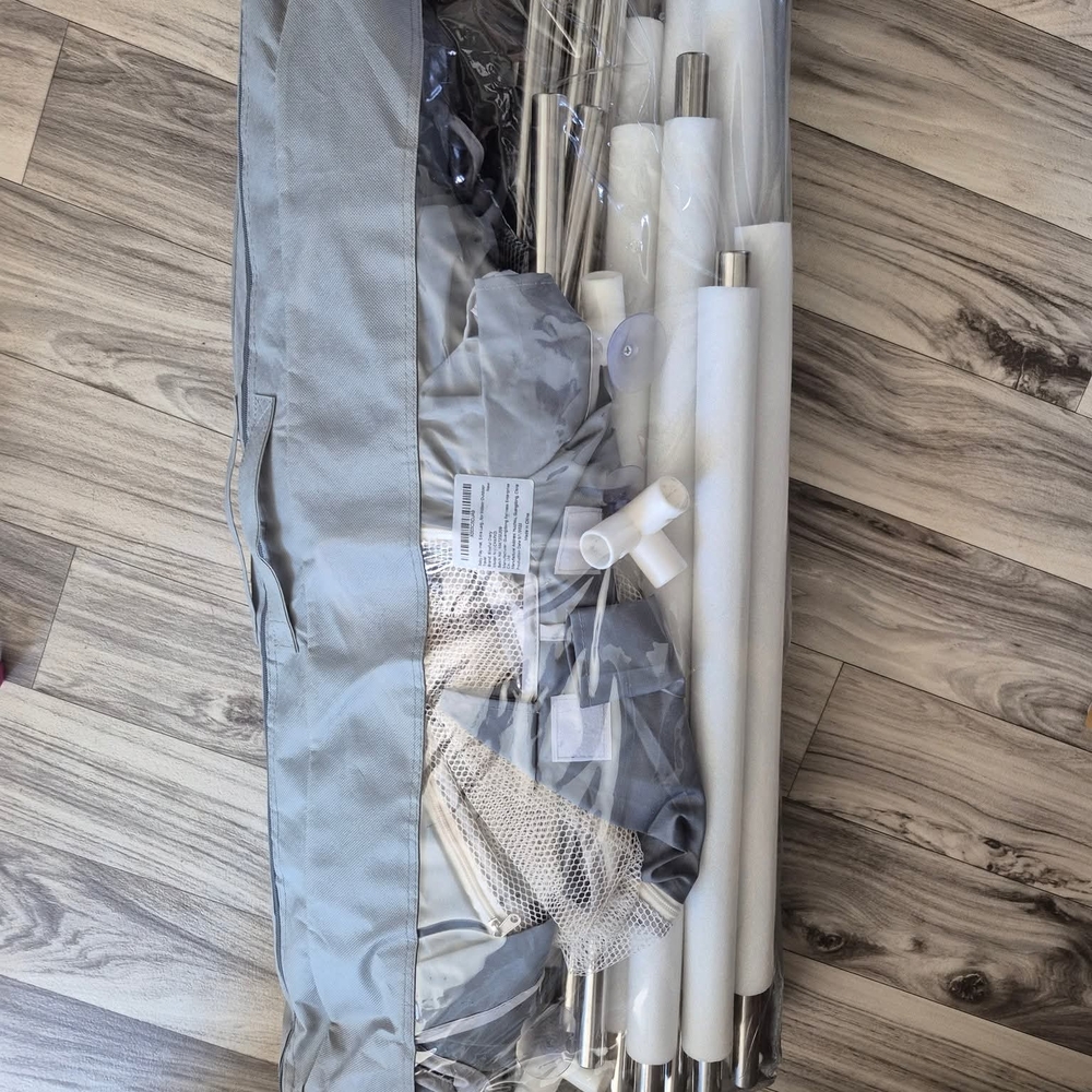 Gray and White Portable Wardrobe Organizer